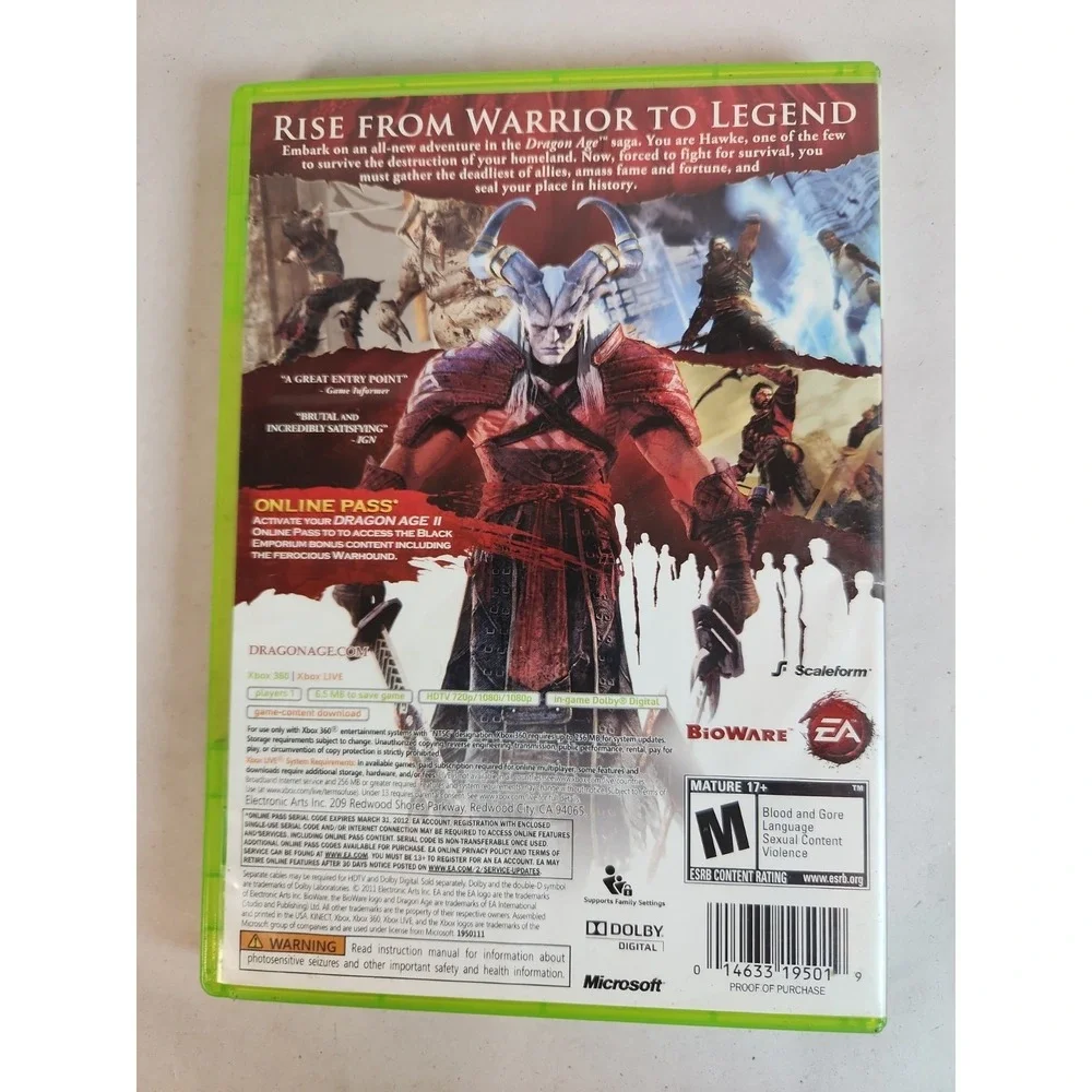 Dragon Age 2 II (Xbox 360, 2011) CIB Complete Mature 17+‎